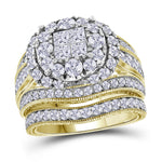 14kt Yellow Gold Womens Princess Round Diamond Soleil Bridal Wedding Engagement Ring Band Set 2-1/2 Cttw