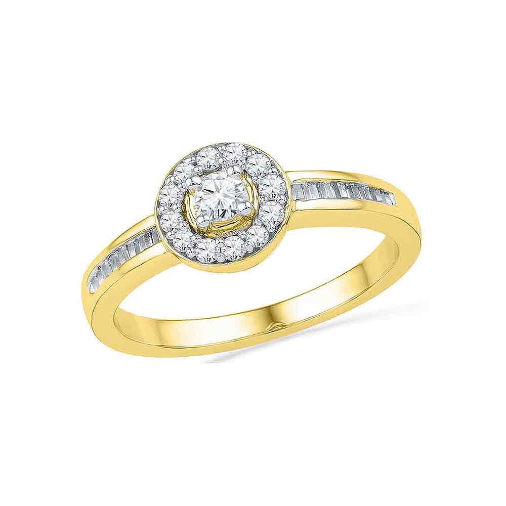 10kt Yellow Gold Womens Round Diamond Solitaire Bridal Wedding Engagement Ring 1/3 Cttw