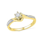 10kt Yellow Gold Womens Round Diamond Solitaire Bridal Wedding Engagement Ring 1/6 Cttw