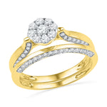 10kt Yellow Gold Womens Round Diamond Cluster Bridal Wedding Engagement Ring Band Set 5/8 Cttw