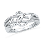 10kt White Gold Womens Round Diamond Infinity Loop Knot Lasso Ring 1/6 Cttw