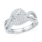 10kt White Gold Womens Round Diamond Bridal Wedding Engagement Ring Band Set 5/8 Cttw