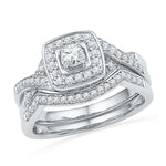 10kt White Gold Womens Round Diamond Twist Bridal Wedding Engagement Ring Band Set 1/2 Cttw