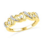 10kt Yellow Gold Womens Round Diamond Heart Love Band Ring 1/8 Cttw