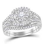 14kt White Gold Womens Round Diamond Bridal Wedding Engagement Ring Band Set 3/4 Cttw