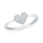 10kt White Gold Womens Round Diamond Heart Cluster Ring 1/10 Cttw