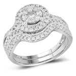 14kt White Gold Womens Round Diamond Bridal Wedding Engagement Ring Band Set 7/8 Cttw