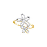 10kt Yellow Gold Womens Round Diamond Flower Star Cluster Ring 1/5 Cttw