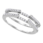 14kt White Gold Womens Round Diamond Ring Guard Wrap Solitaire Enhancer 1/2 Cttw