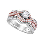 14kt White Gold Womens Round Diamond Bridal Wedding Engagement Ring Band Set 1.00 Cttw