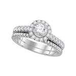 14kt White Gold Womens EGL Certified Round Diamond Solitaire Bridal Wedding Engagement Ring Set 1 Cttw