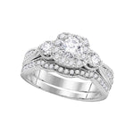 14k White Gold Womens Round Diamond Bridal Wedding Engagement Ring Band Set 1.00 Cttw