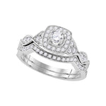 14kt White Gold Womens Round Diamond Bridal Wedding Engagement Ring Band Set 3/4 Cttw