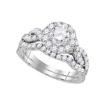 14kt White Gold Womens Round Diamond Bridal Wedding Engagement Ring Band Set 1-3/4 Cttw