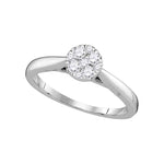 14kt White Gold Womens Round Diamond Cluster Bridal Wedding Engagement Ring 1/4 Cttw