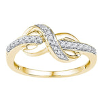 10kt Yellow Gold Womens Round Diamond Infinity Ring 1/5 Cttw