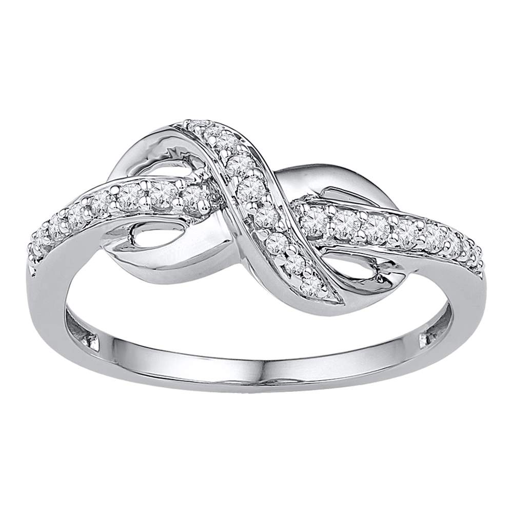 10kt White Gold Womens Round Diamond Infinity Ring 1/5 Cttw