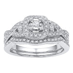 10kt White Gold Womens Round Diamond Twist Bridal Wedding Engagement Ring Band Set 1/4 Cttw