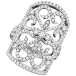 14kt White Gold Womens Round Diamond Vintage-style Knuckle Band Ring 1-1/2 Cttw