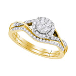 10kt Yellow Gold Womens Round Diamond Bridal Wedding Engagement Ring Band Set 3/8 Cttw