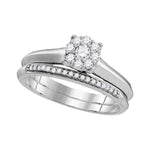 10k White Gold Womens Round Diamond Bridal Wedding Engagement Ring Band Set 1/3 Cttw