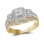 14kt Yellow Gold Womens Round Diamond Bridal Wedding Engagement Ring Band Set 1/2 Cttw