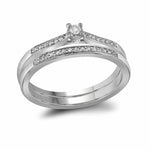 10kt White Gold Womens Round Diamond Bridal Wedding Engagement Ring Band Set 1/8 Cttw