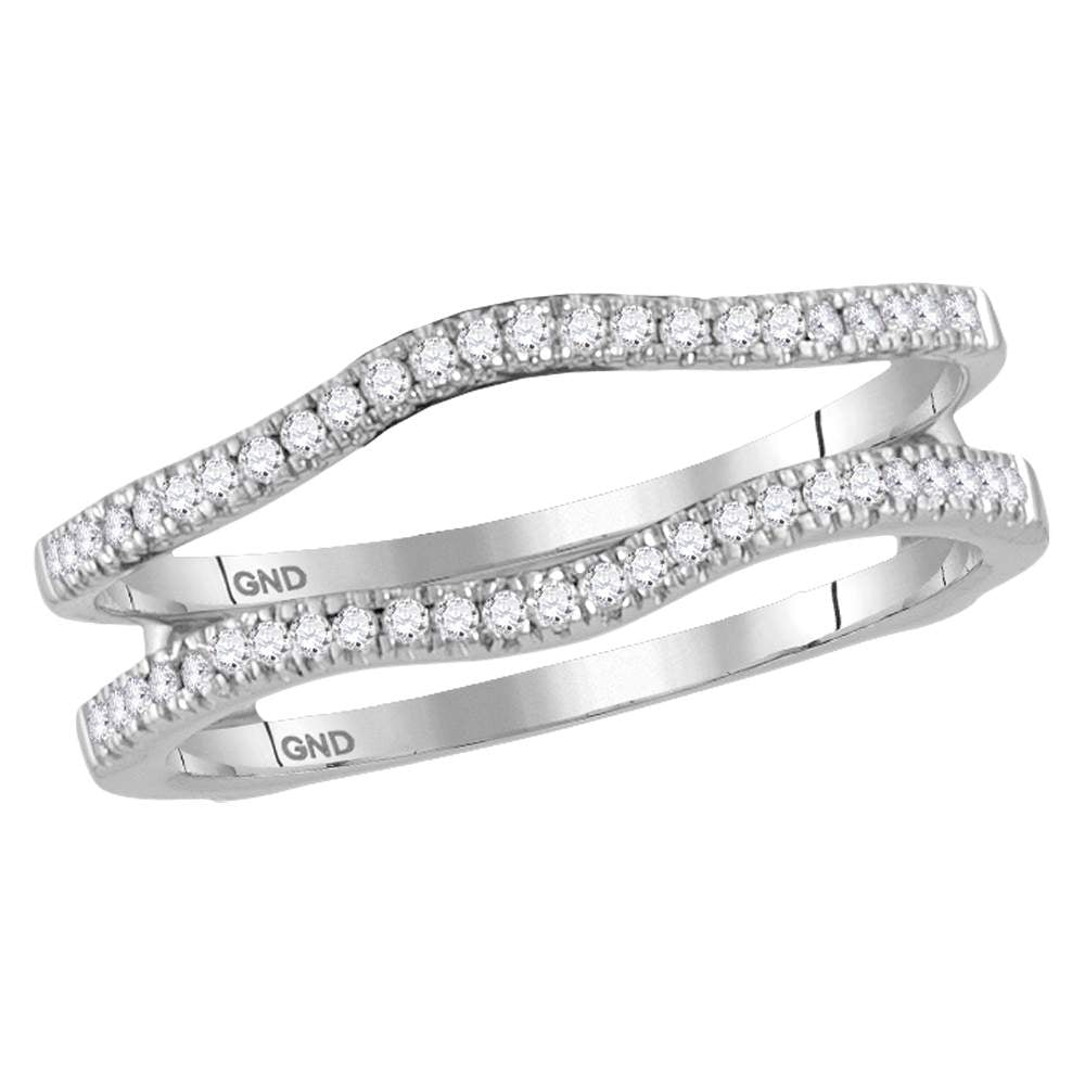 14kt White Gold Womens Round Diamond Ring Guard Wrap Solitaire Enhancer Band 1/4 Cttw