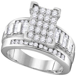 10kt White Gold Womens Round Diamond Cinderella Cluster Bridal Wedding Engagement Ring 1.00 Cttw