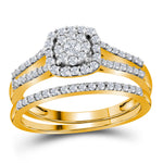 10kt Yellow Gold Womens Round Diamond Split-shank Bridal Wedding Engagement Ring Band Set 1/2 Cttw