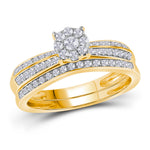 10kt Yellow Gold Womens Round Diamond Bridal Wedding Engagement Ring Band Set 3/8 Cttw