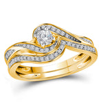 10kt Yellow Gold Womens Round Diamond Bridal Wedding Engagement Ring Band Set 1/3 Cttw