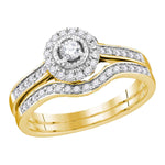 10kt Yellow Gold Womens Round Diamond Bridal Wedding Engagement Ring Band Set 1/3 Cttw