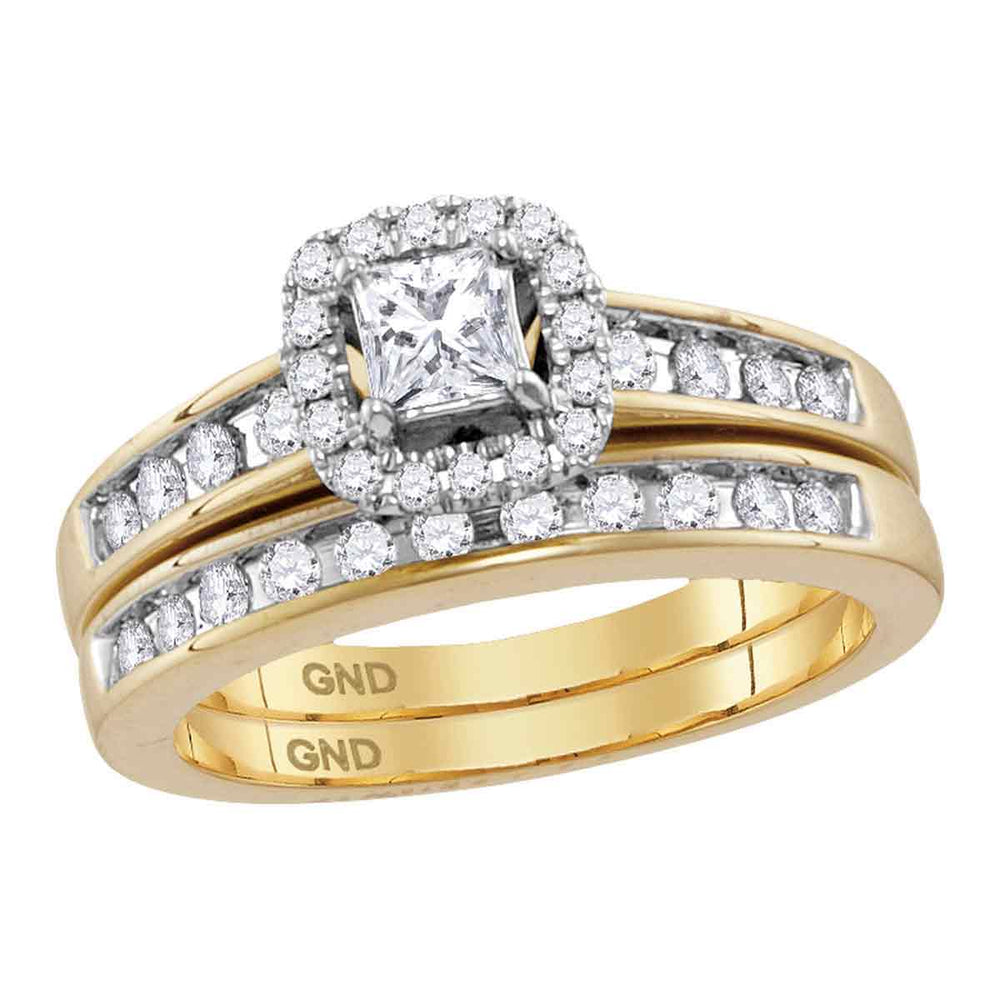 14kt Yellow Gold Womens Diamond Princess EGL Bridal Wedding Engagement Ring Band Set 3/4 Cttw