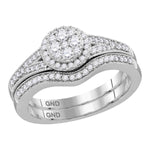 10kt White Gold Womens Round Diamond Cluster Bridal Wedding Engagement Ring Band Set 1/2 Cttw