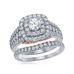 14kt White Gold Womens Round Diamond Bellissimo Bridal Wedding Engagement Ring Band Set 1-1/2 Cttw