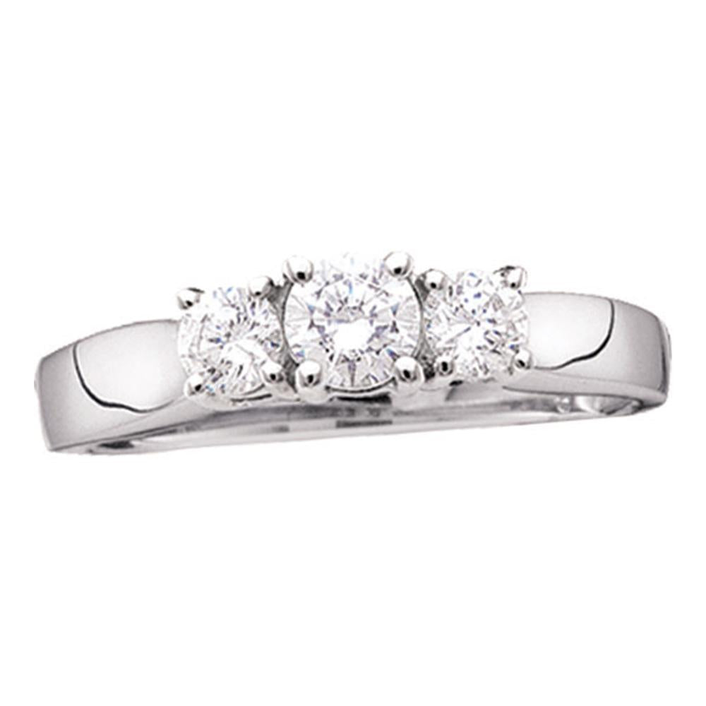 14kt White Gold Womens Round Diamond 3-stone Bridal Wedding Engagement Ring 1/2 Cttw