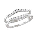 14kt White Gold Womens Round Diamond Ring Guard Wrap Solitaire Enhancer 1/3 Cttw