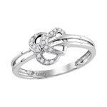 10kt White Gold Womens Round Diamond Heart Love Ring 1/20 Cttw