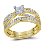 14kt Yellow Gold Womens Princess Diamond Bridal Wedding Engagement Ring Band Set 1/2 Cttw