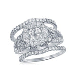 10kt White Gold Womens Princess Round Diamond Soleil Bridal Wedding Engagement Ring Band Set 2.00 Cttw