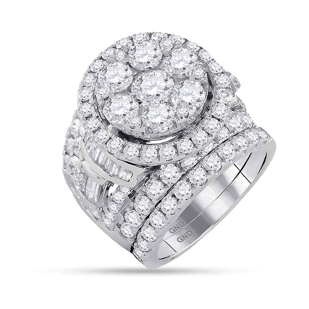 14kt White Gold Womens Round Diamond Bridal Wedding Engagement Ring Band Set 6.00 Cttw