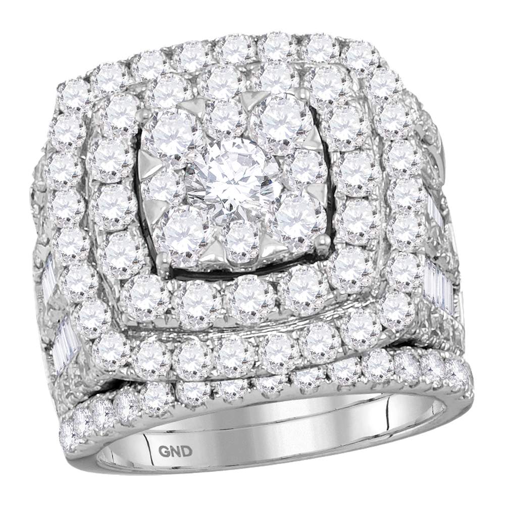 14kt White Gold Womens Round Diamond Bridal Wedding Engagement Ring Band Set 6.00 Cttw