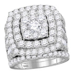 14kt White Gold Womens Round Diamond Bridal Wedding Engagement Ring Band Set 6.00 Cttw