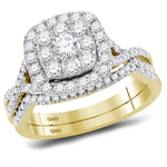 14kt Yellow Gold Womens Round Diamond Bridal Wedding Engagement Ring Band Set 1.00 Cttw