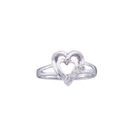 10kt White Gold Womens Round Diamond Simple Heart Ring .03 Cttw