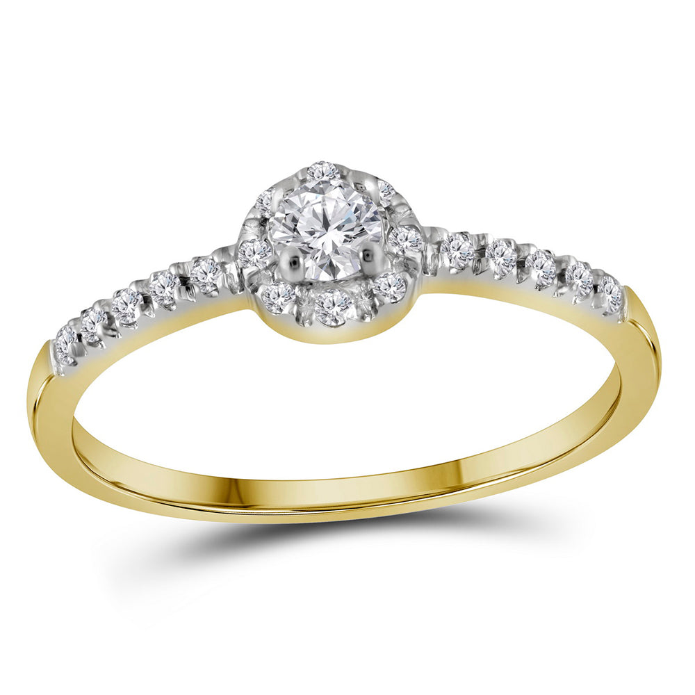 10kt Yellow Gold Womens Round Diamond Solitaire Bridal Wedding Engagement Ring 1/4 Cttw