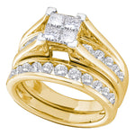 14kt Yellow Gold Womens Princess Diamond Bridal Wedding Engagement Ring Band Set 2.00 Cttw