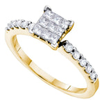 14kt Yellow Gold Womens Princess Diamond Square Cluster Slender Ring 1/2 Cttw