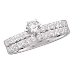 14kt White Gold Womens Round Diamond Solitaire Bridal Wedding Engagement Ring Band Set 1.00 Cttw